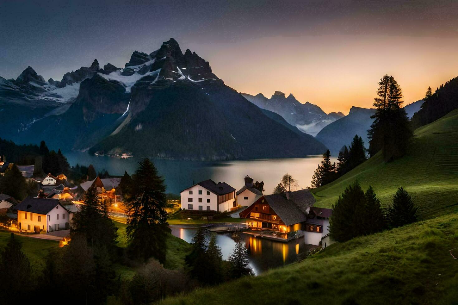 le village de Alpbach, Suisse. généré par ai photo