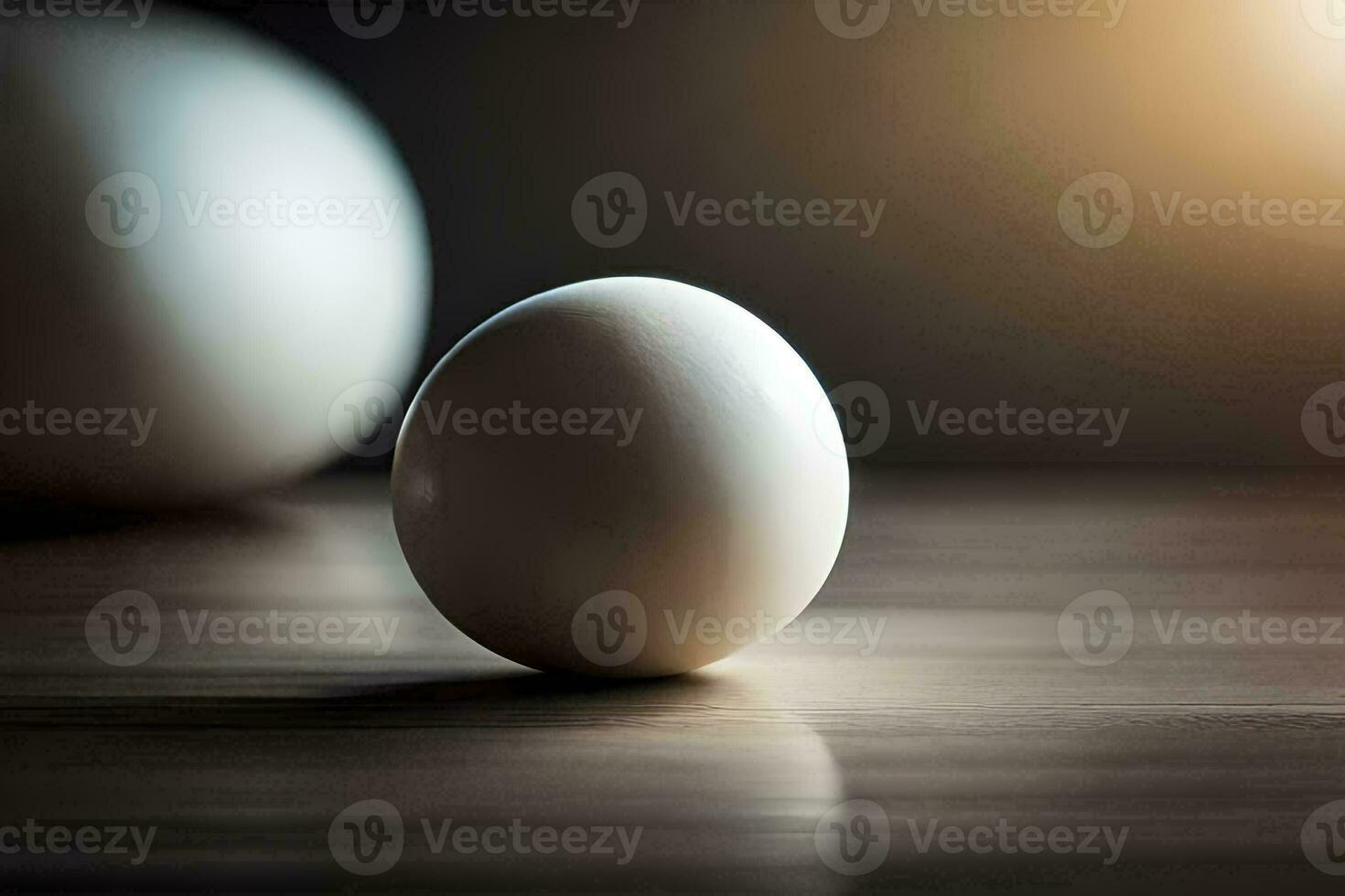 un Oeuf séance sur une table avec une lumière derrière il. généré par ai photo