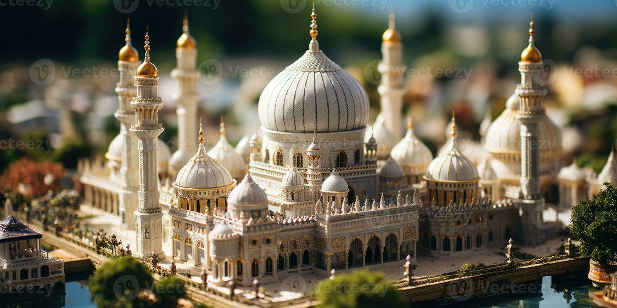 une magnifique et luxueux miniature mosquée, génératif ai photo