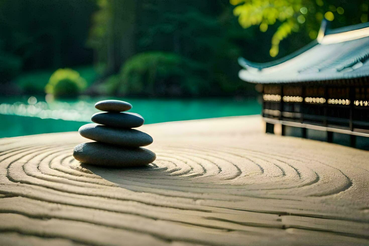 Zen jardin dans le parc. généré par ai photo