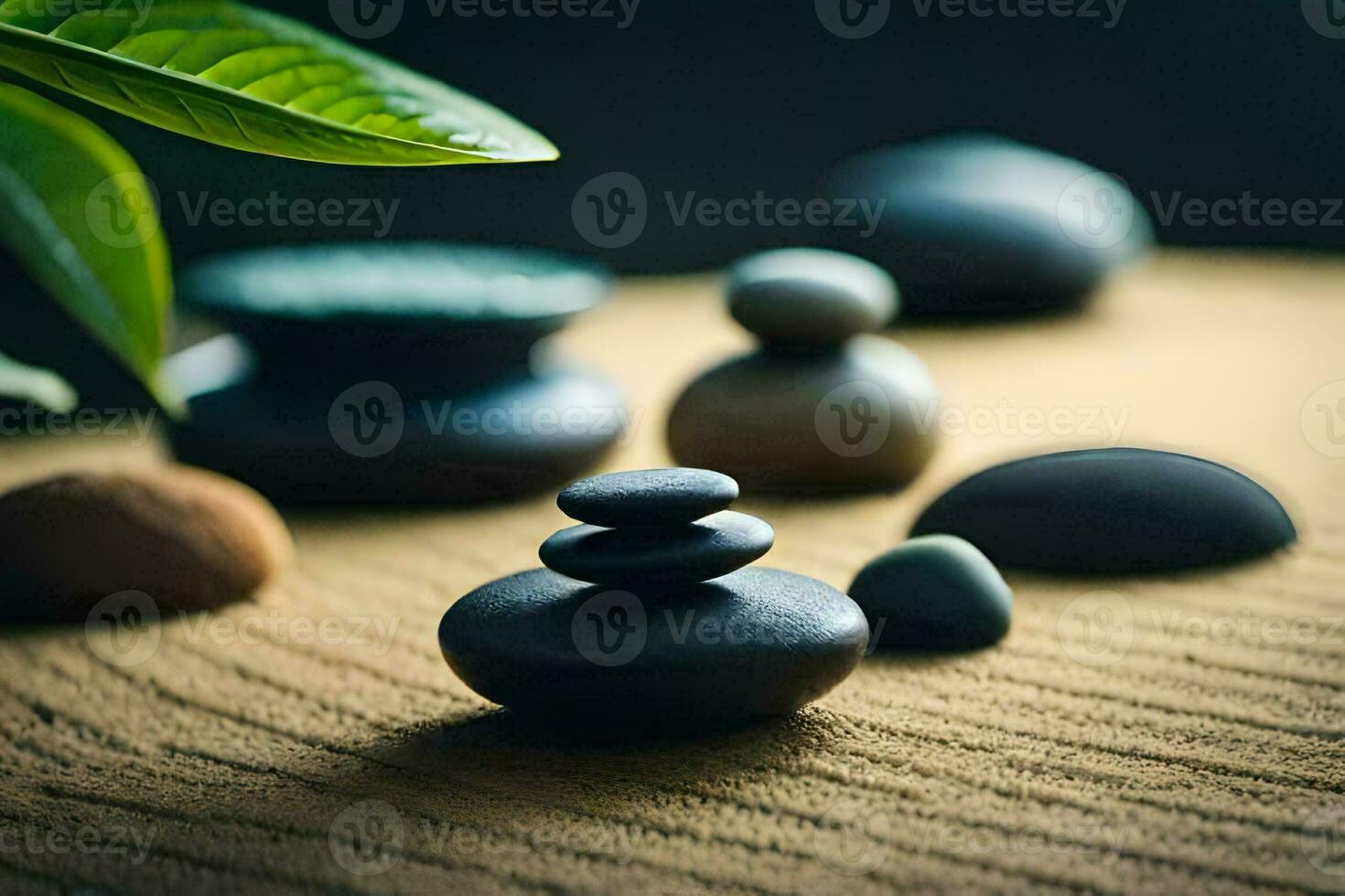 Zen des pierres sur une en bois tableau. généré par ai photo