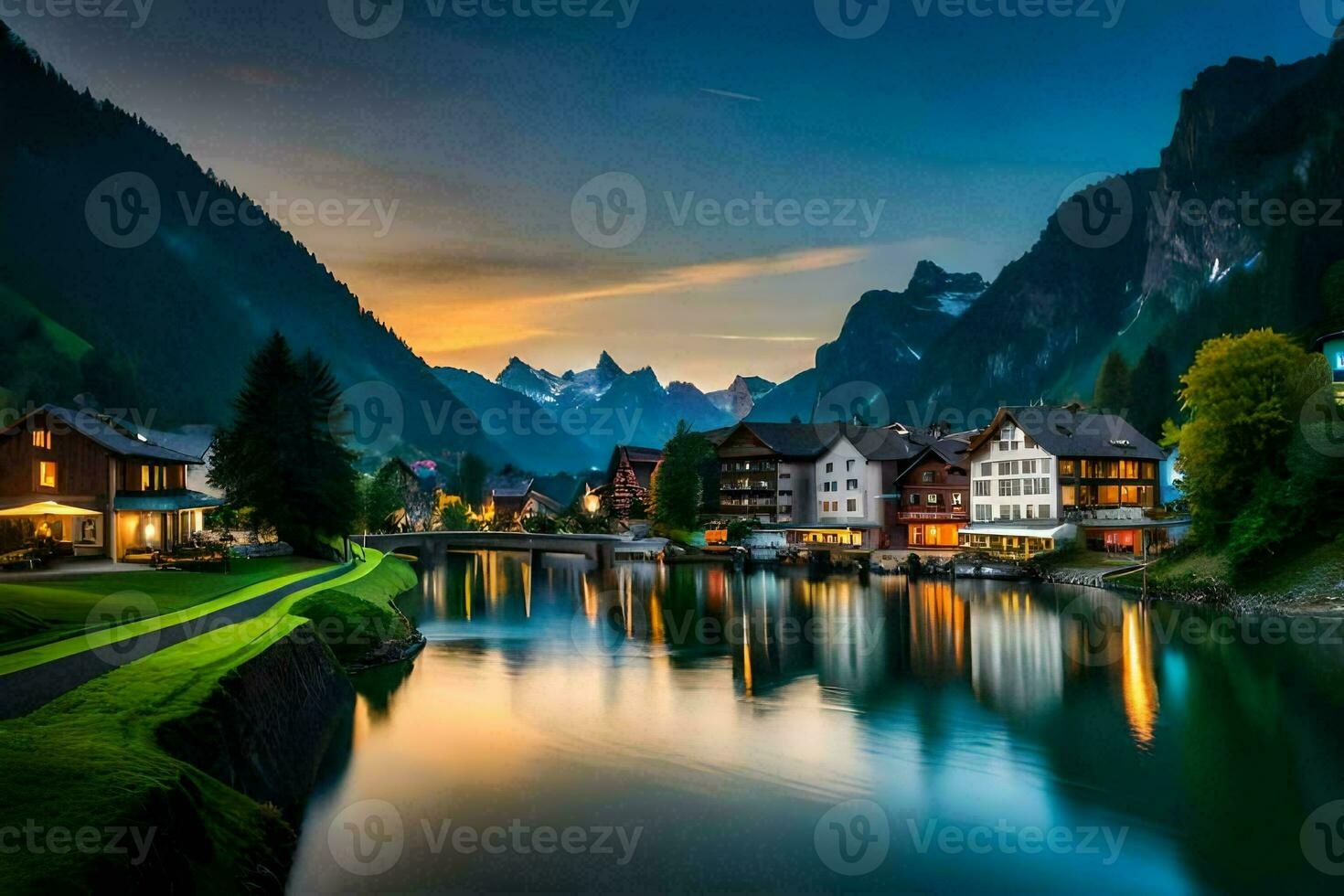 le magnifique ville de Altenburg à le coucher du soleil. généré par ai photo