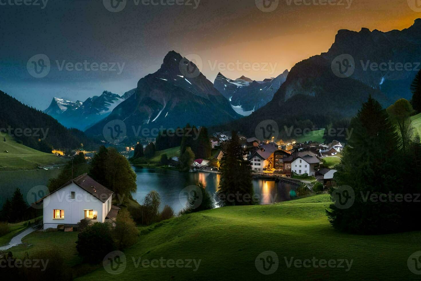 le village de personne, Suisse. généré par ai photo