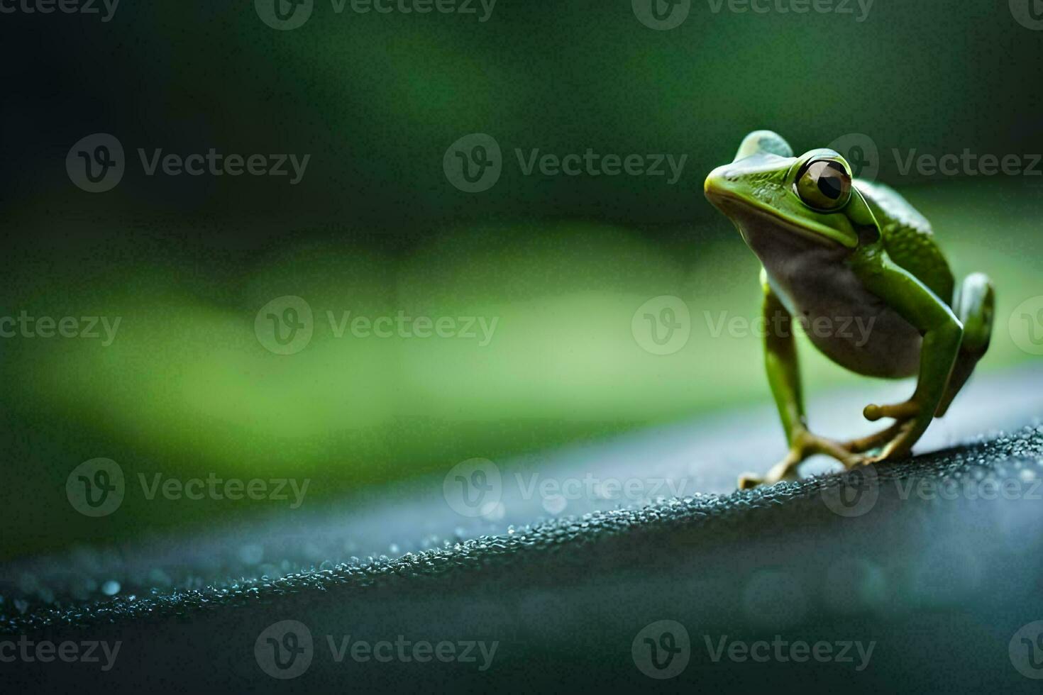 une grenouille séance sur Haut de une auto. généré par ai photo