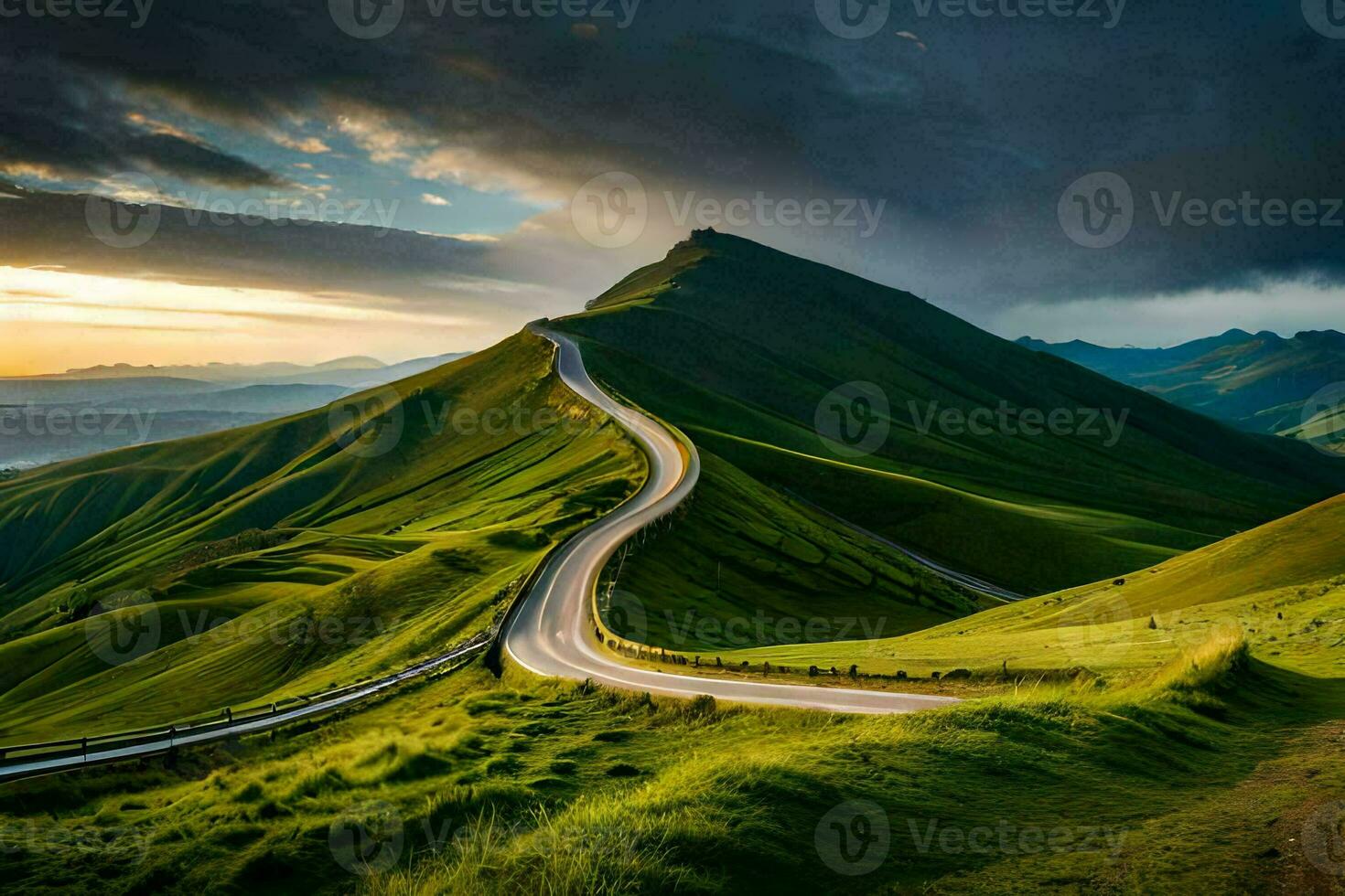 le route à le montagnes. généré par ai photo