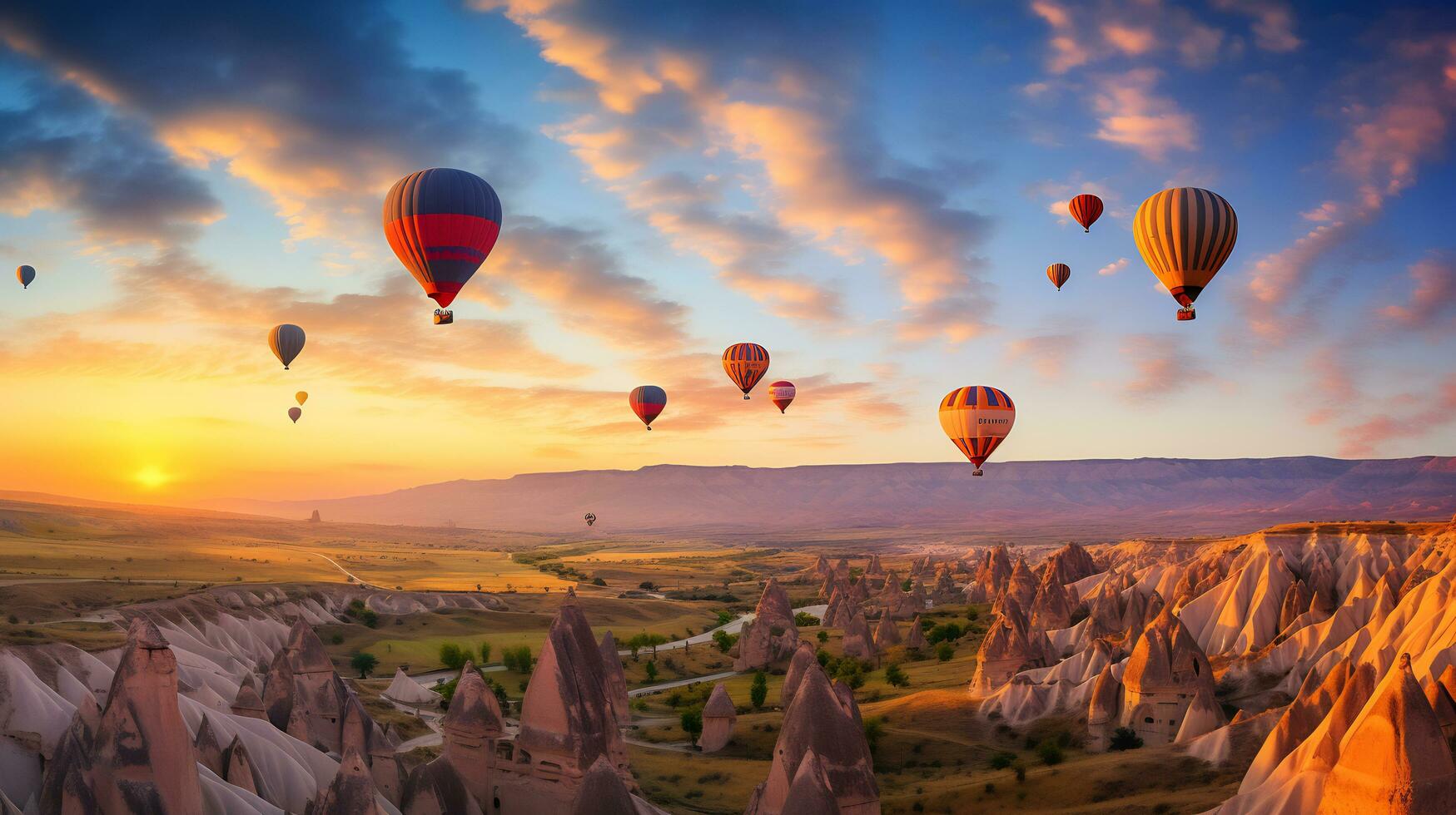 chaud air ballon plus de le la cappadoce ciel génératif ai photo