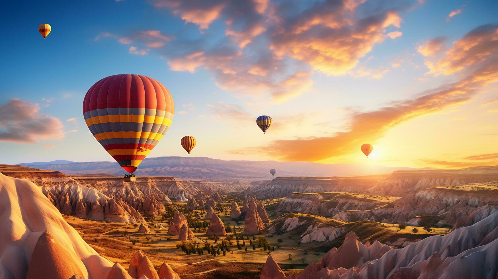 chaud air ballon plus de le la cappadoce ciel génératif ai photo