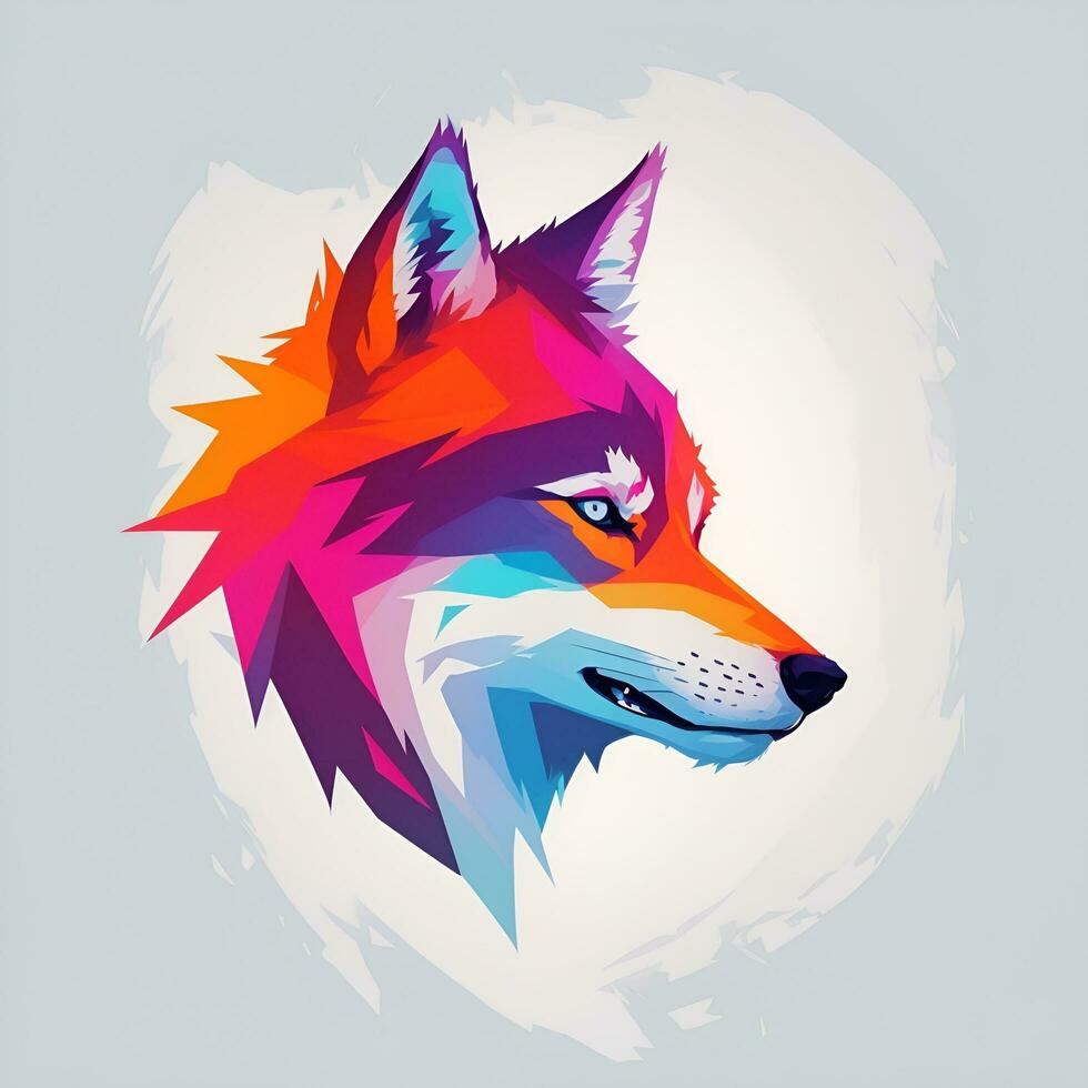 coloré loup, wpap art, pop art, ai généré. photo