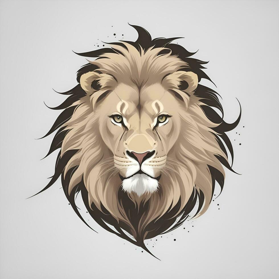 Lion tête illustration, ai généré photo