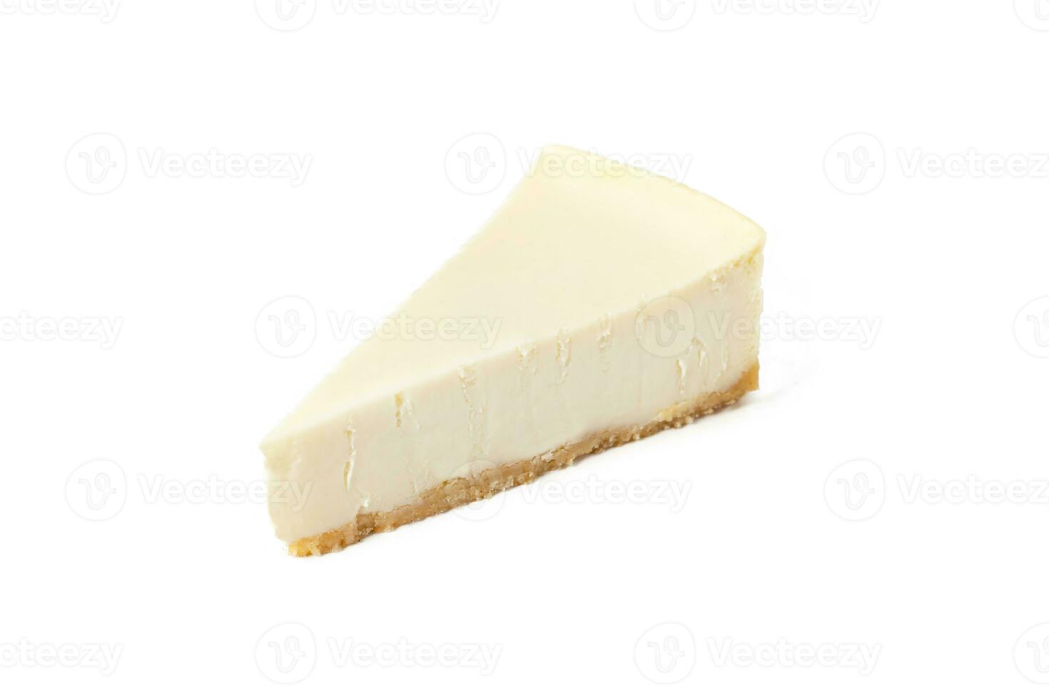 tranche de classique cheesecake Nouveau york vanille sur blanc Contexte isolé Haut vue photo