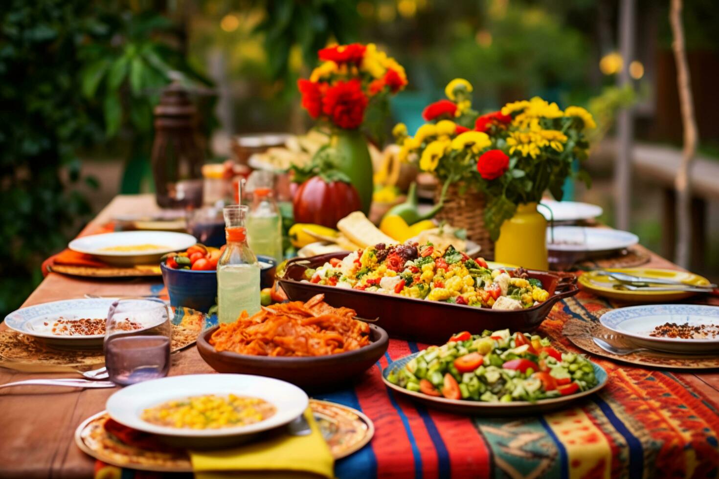 famille unité et gastronomique délices à hispanique patrimoine - ai généré photo