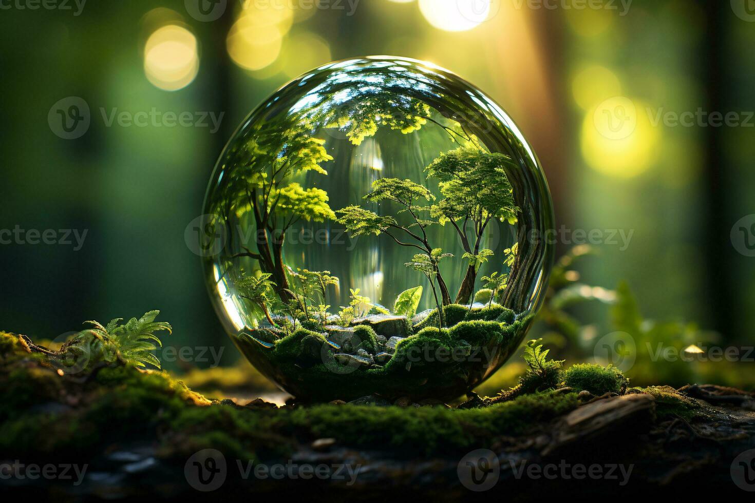 Boule De Cristal Avec L'espace Intérieur Environnement Garder Planète  Propre Et Monde Illustration Stock - Illustration du vert, forêt: 269886136