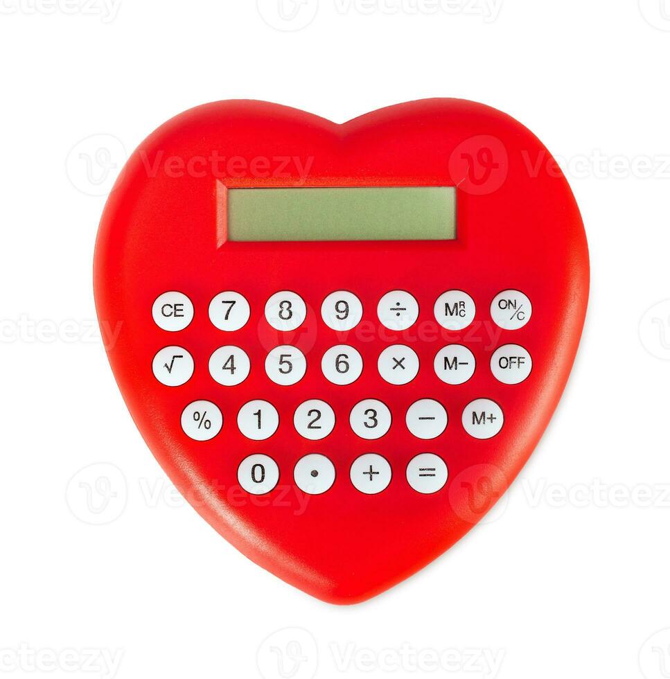 rouge cœur en forme de calculatrice. photo