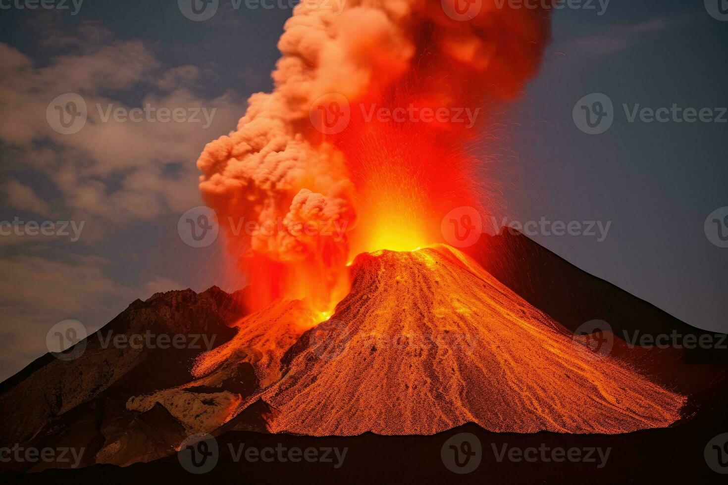 la nature catastrophe volcanique éruption ai généré photo