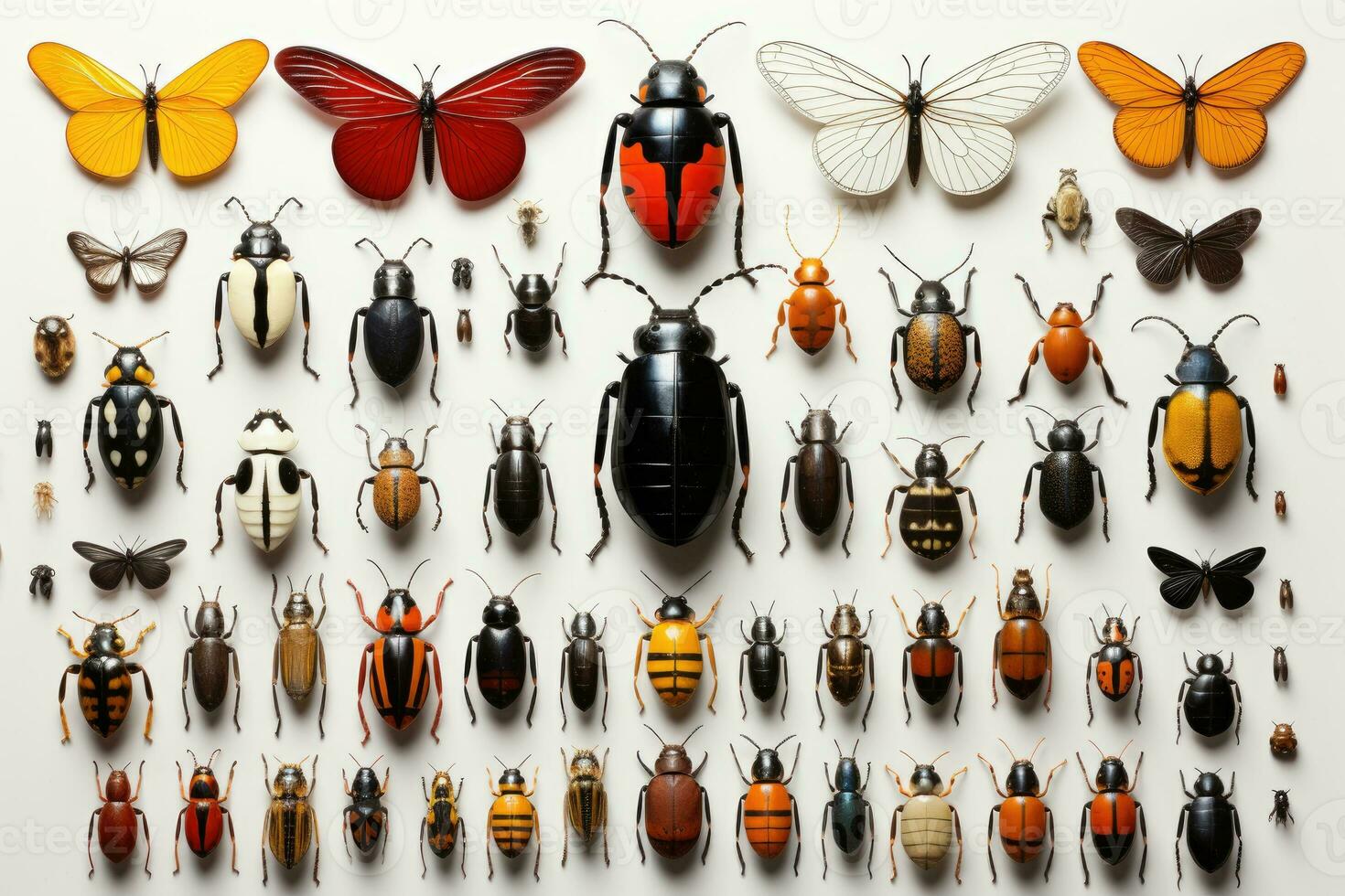 assortiment divers insectes plat allonger ai généré photo