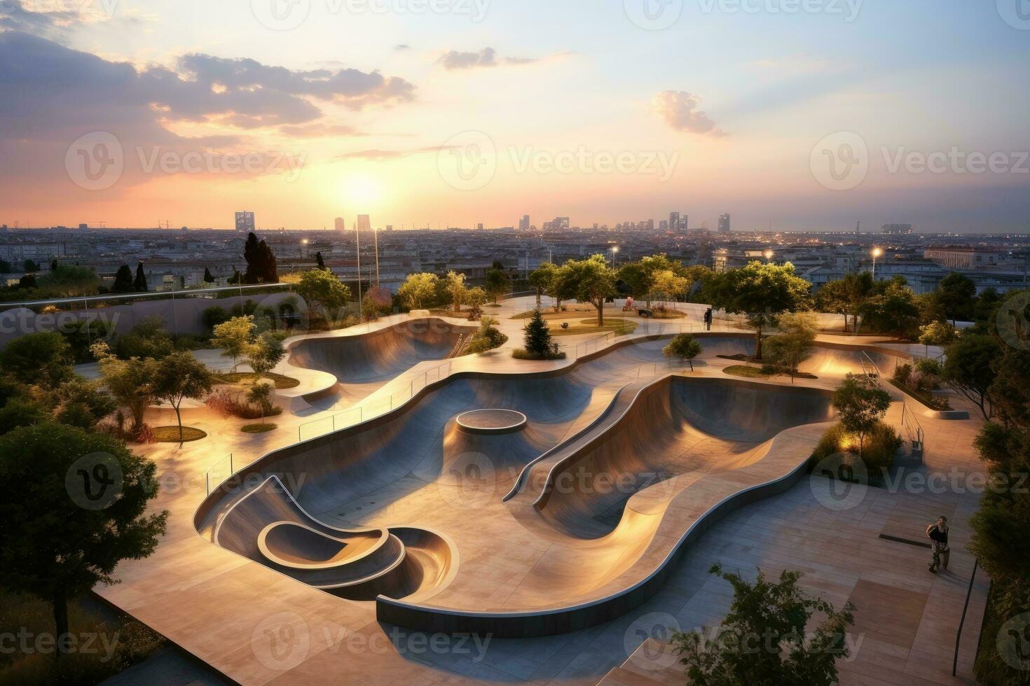 situation sur skatepark arène dans le ville ai généré photo