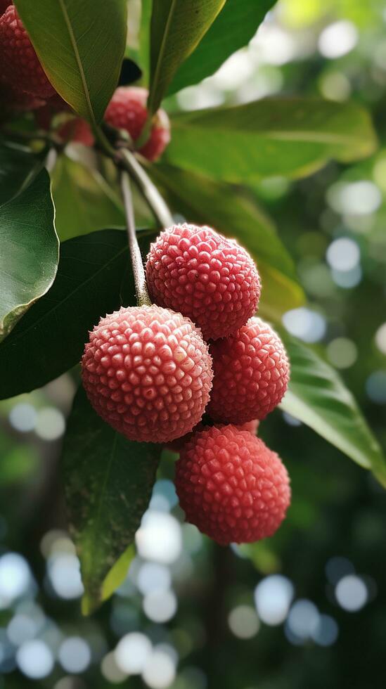 fructueux litchis photo arbre gratuit ai généré image