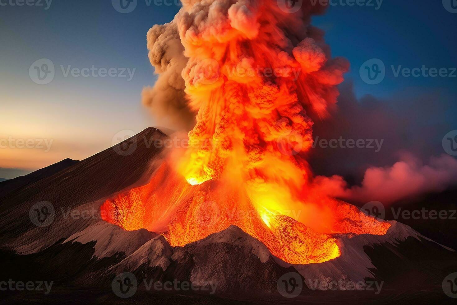 la nature catastrophe volcanique éruption ai généré photo