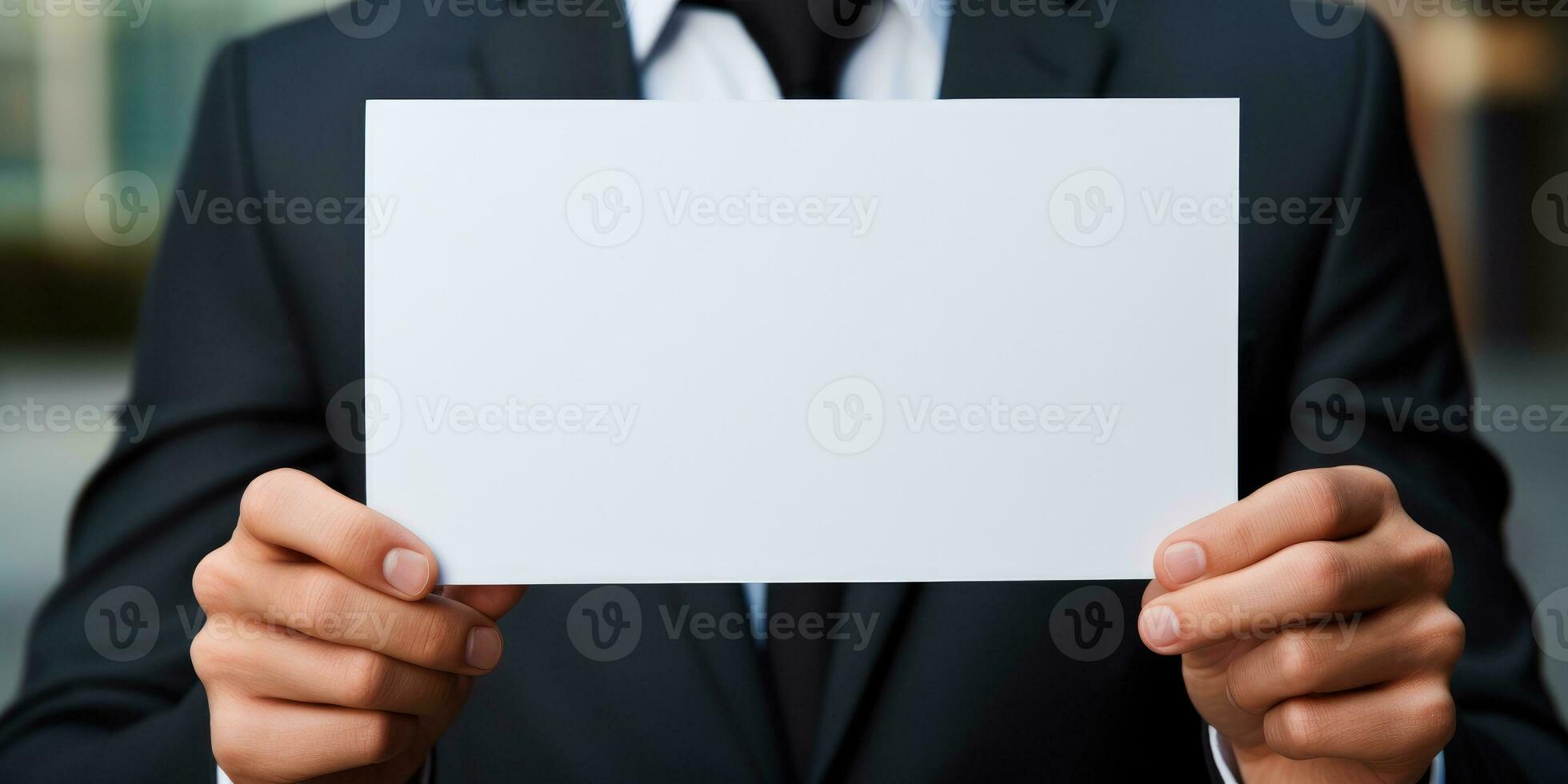 homme d'affaire en portant blanc, vide papier, génératif ai photo