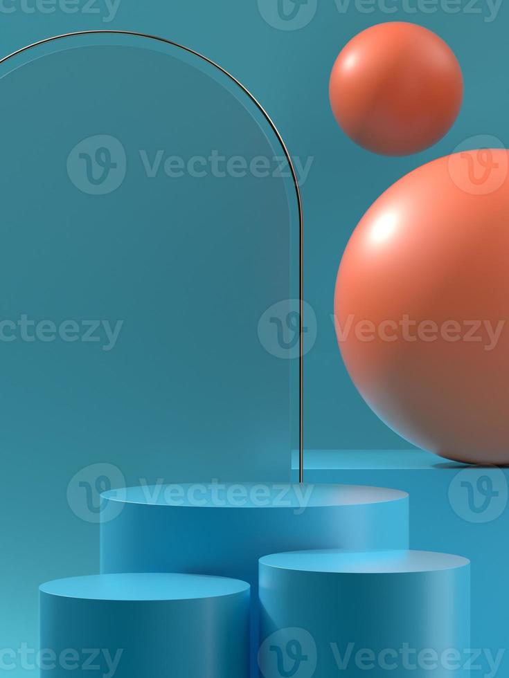 Podium ou scène de produit d'illustration 3d avec sphère et lumière ensoleillée photo