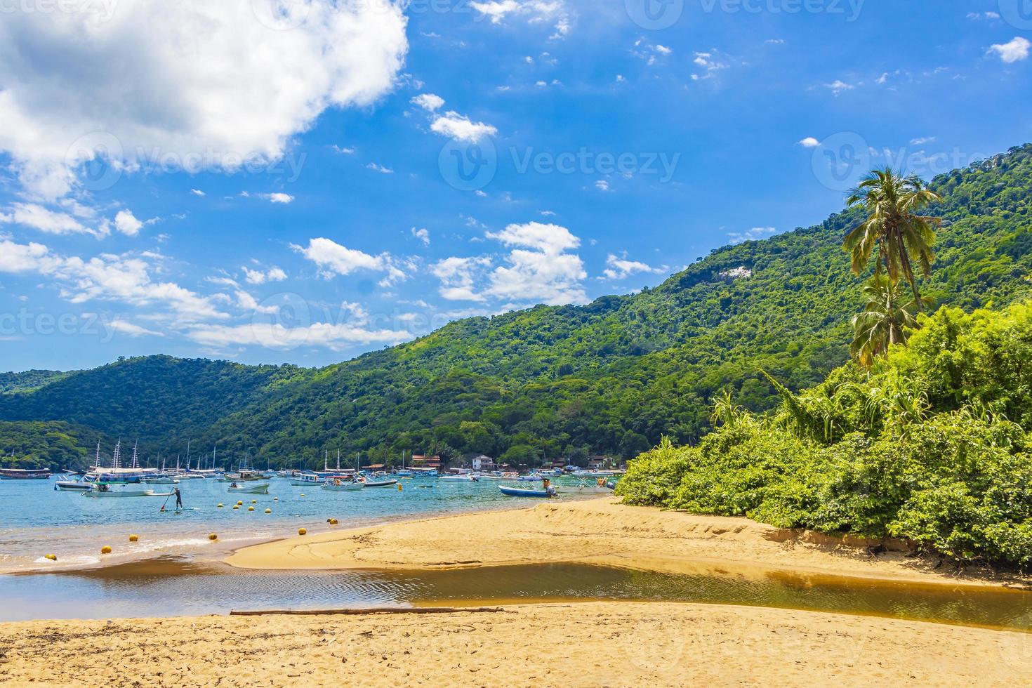 la grande île tropicale ilha grande abraao beach au brésil. photo