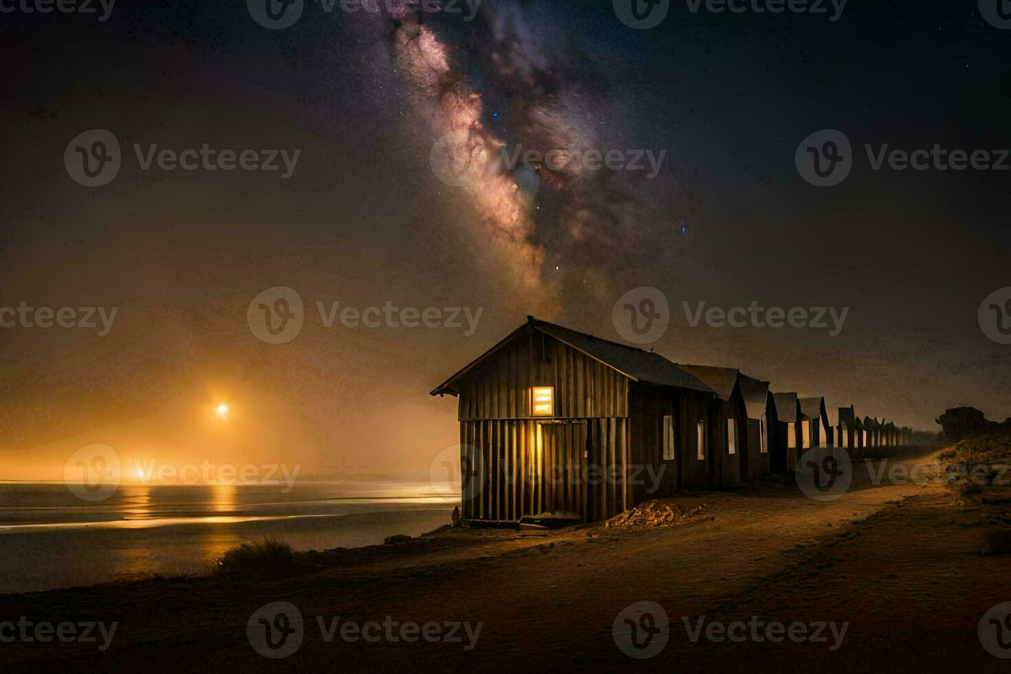 le laiteux façon plus de le plage à nuit. généré par ai photo