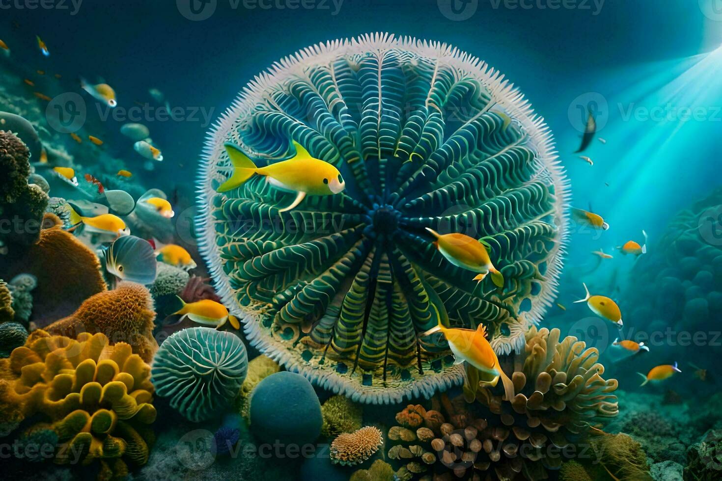 une corail récif avec poisson et coraux. généré par ai photo