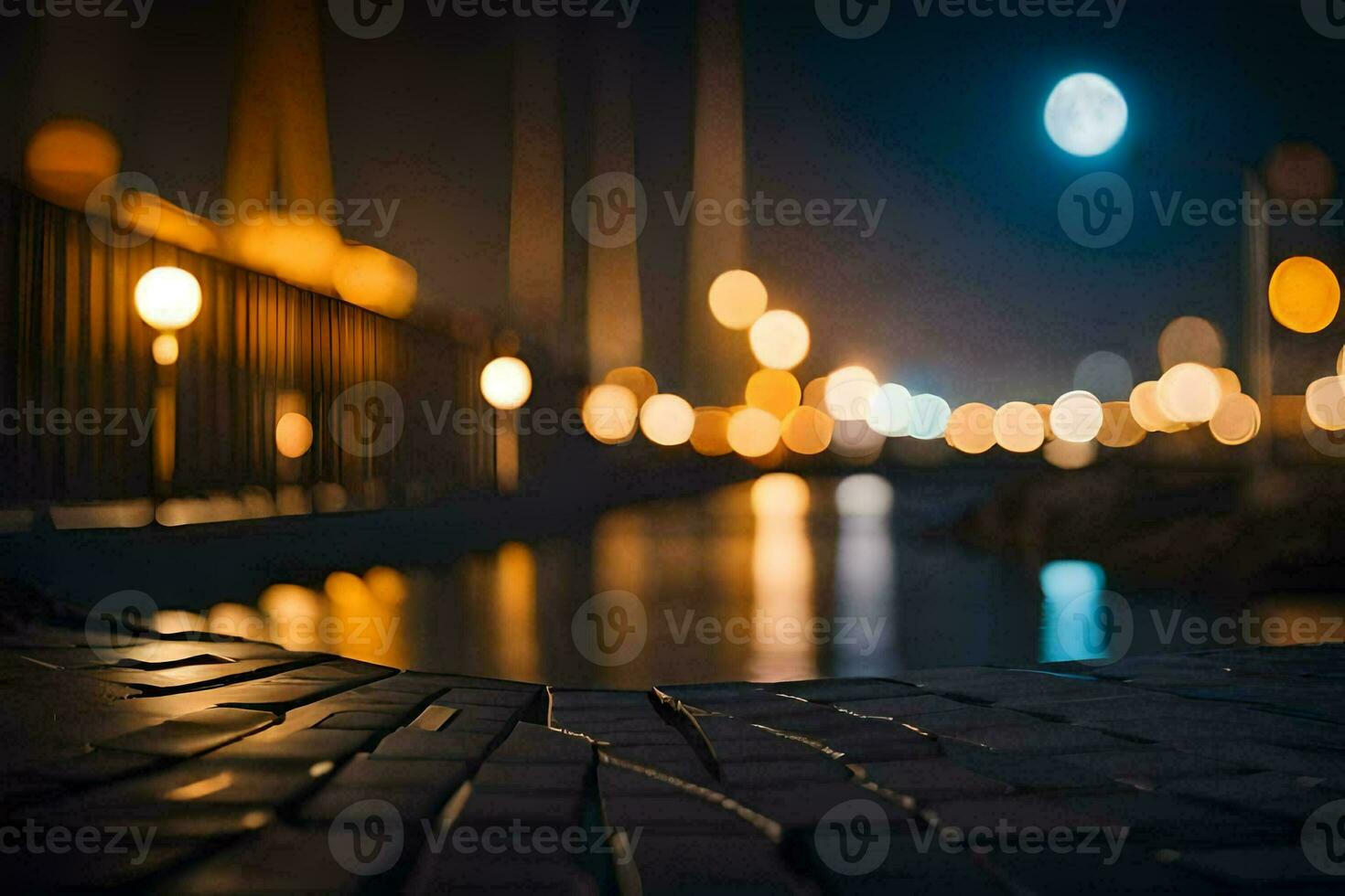 nuit temps floue bokeh fond d'écran. généré par ai photo