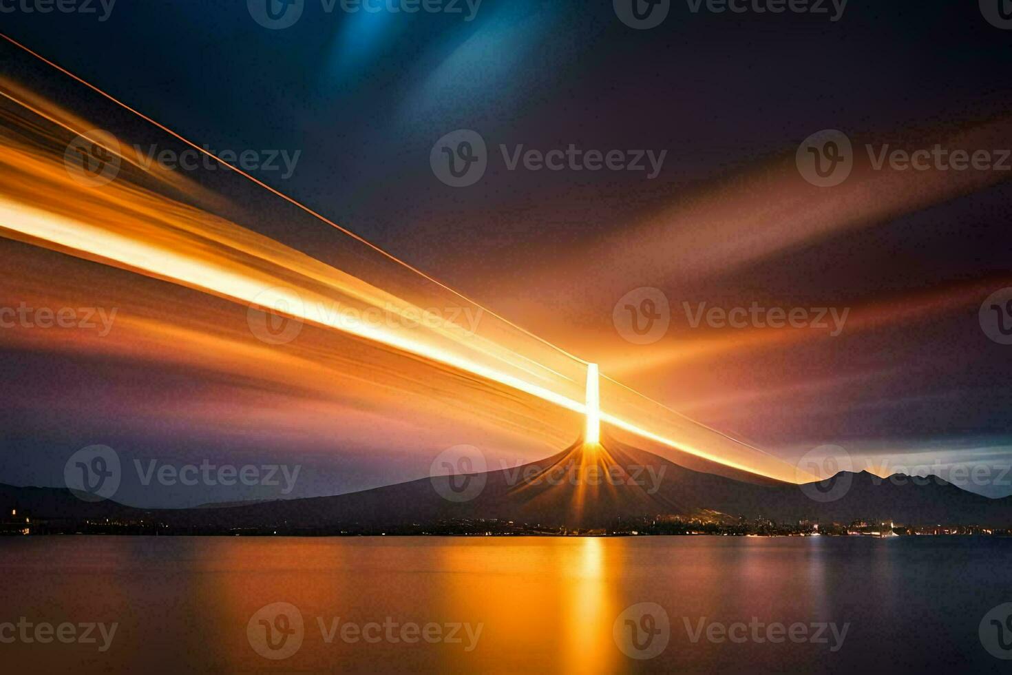 une longue exposition photographier de une traverser dans le ciel. généré par ai photo