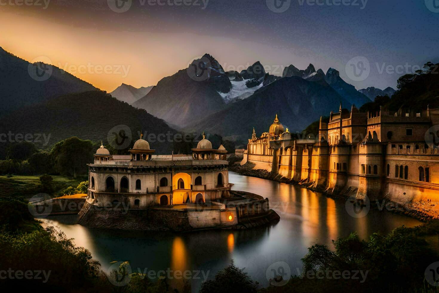 le palais de le Roi à le coucher du soleil. généré par ai photo