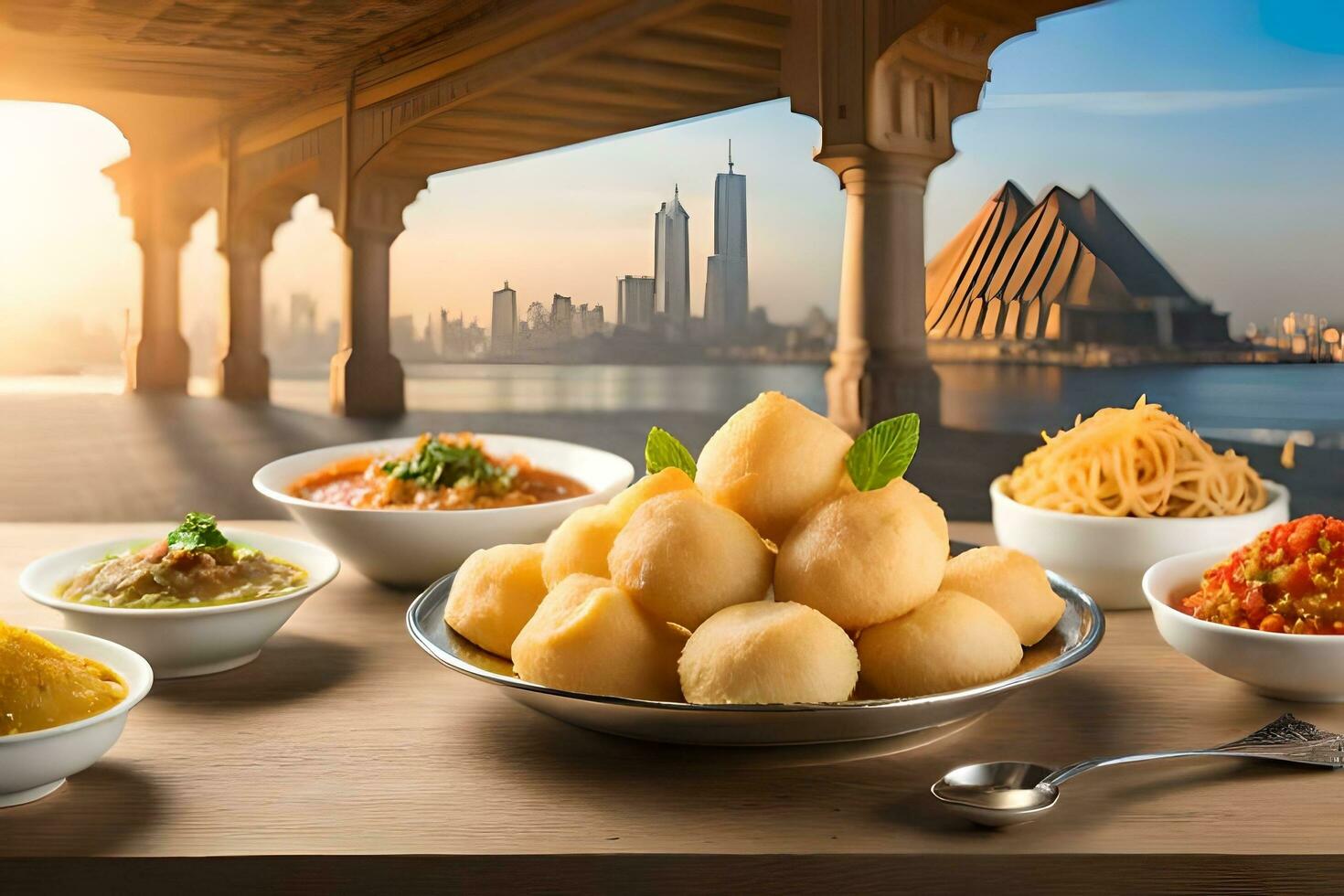 Dubai nourriture tour - nourriture tour dans Dubai. généré par ai photo