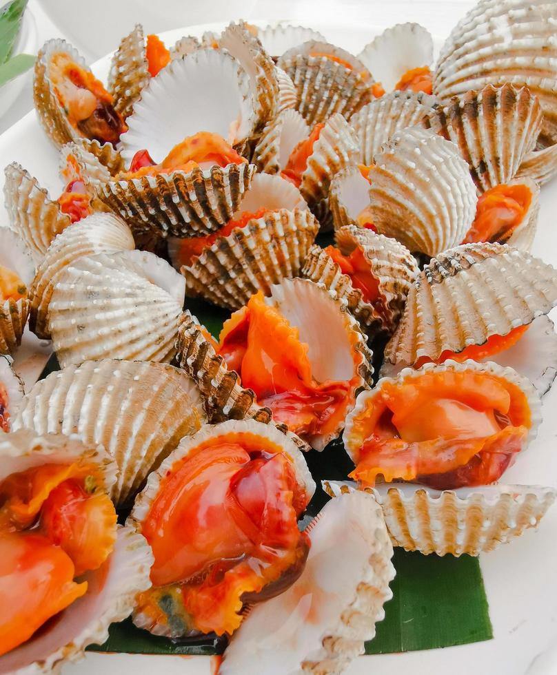 assiette de fruits de mer coques fraîches photo