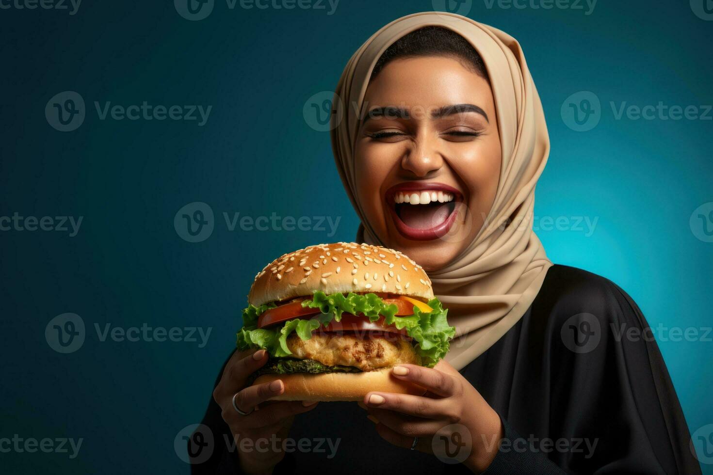 en mangeant une Hamburger de international personnes. génératif ai photo