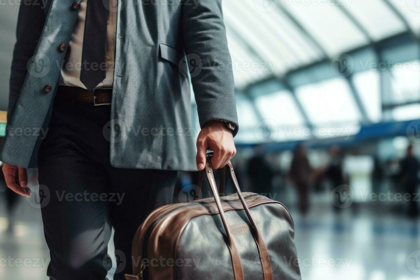 homme d'affaire en train de préparer pour le affaires voyage. génératif ai photo