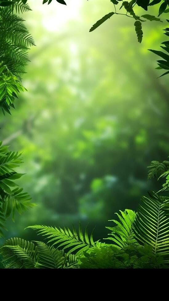 lever du soleil forêt paysage avec herbe et des nuages , ai généré photo