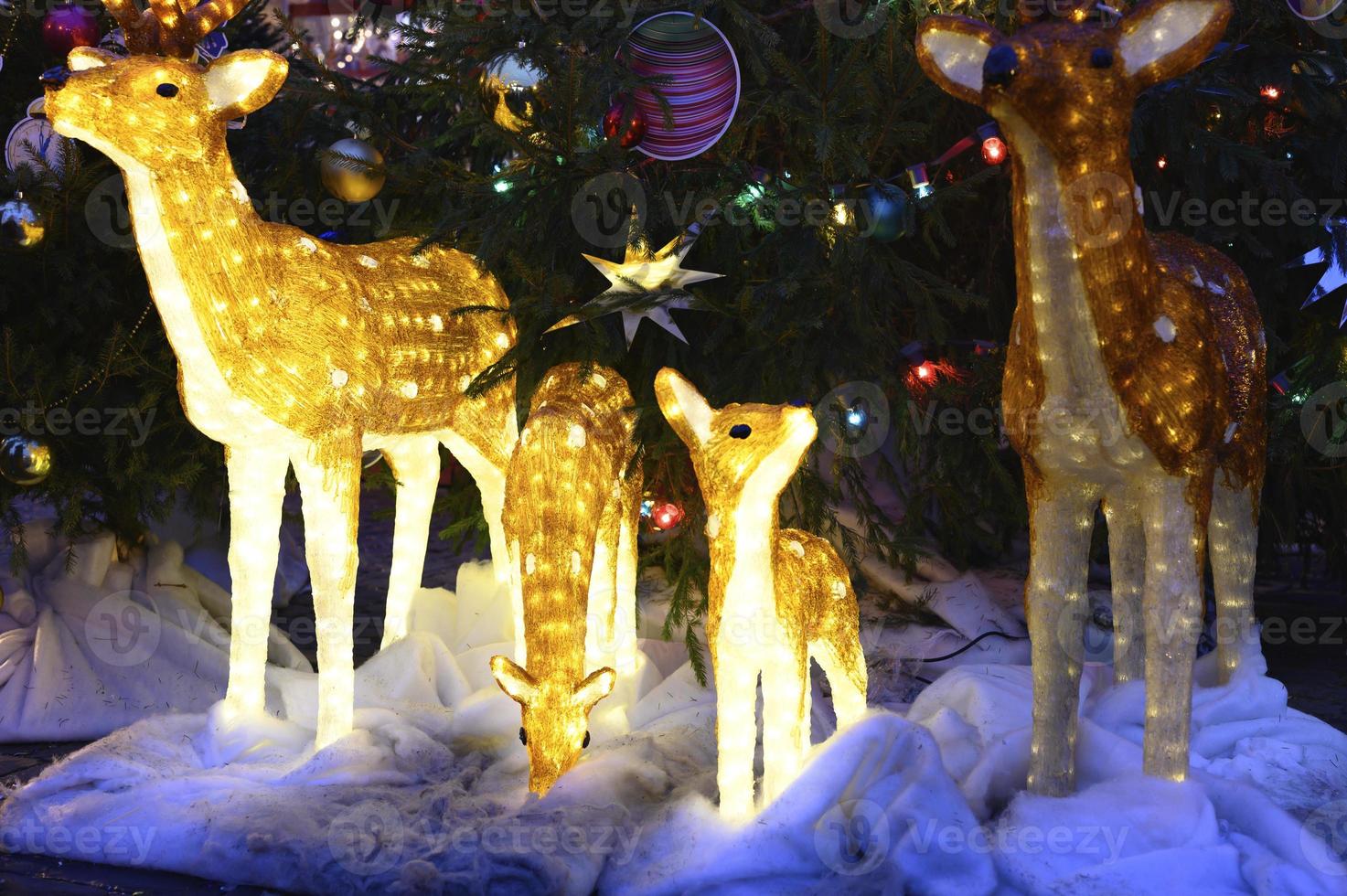 figure de lumière rougeoyante de noël de cerf photo