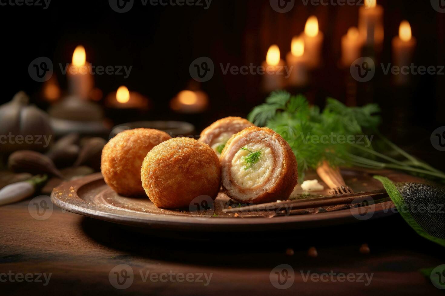 Photos de rissole dans intérieur photo studio ai généré