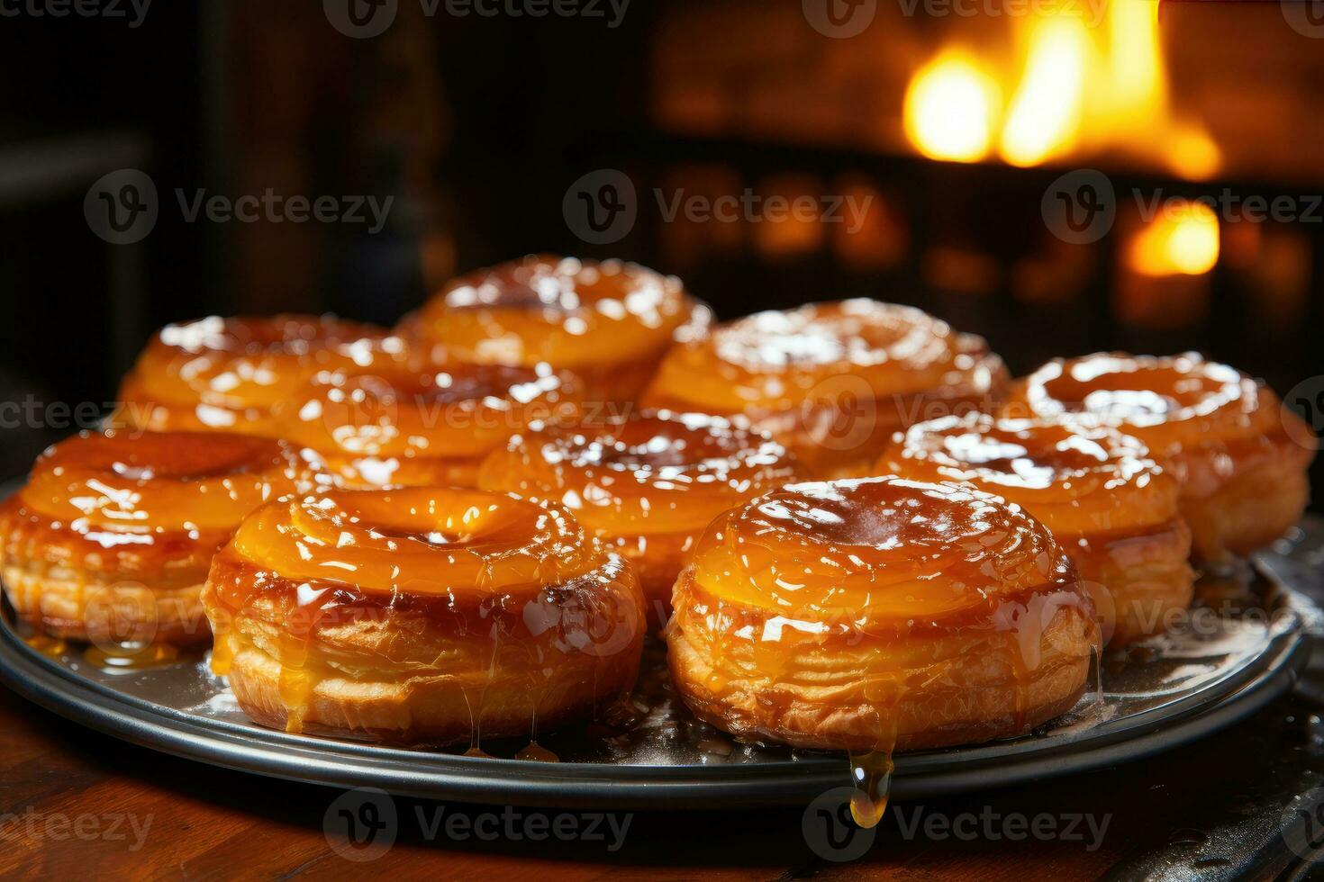 Photos de tartes dans intérieur cuisine table photo studio ai généré