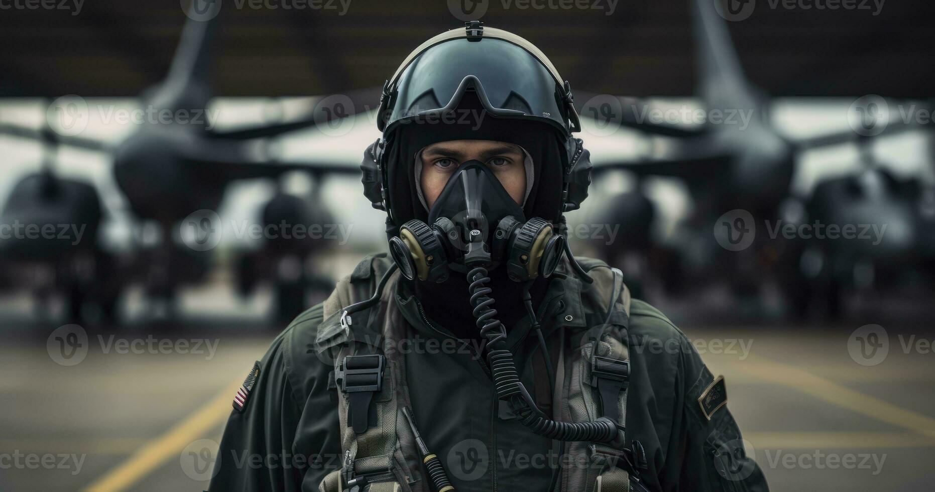 le tenue de une combattant pilote en train de préparer pour vol. génératif ai photo