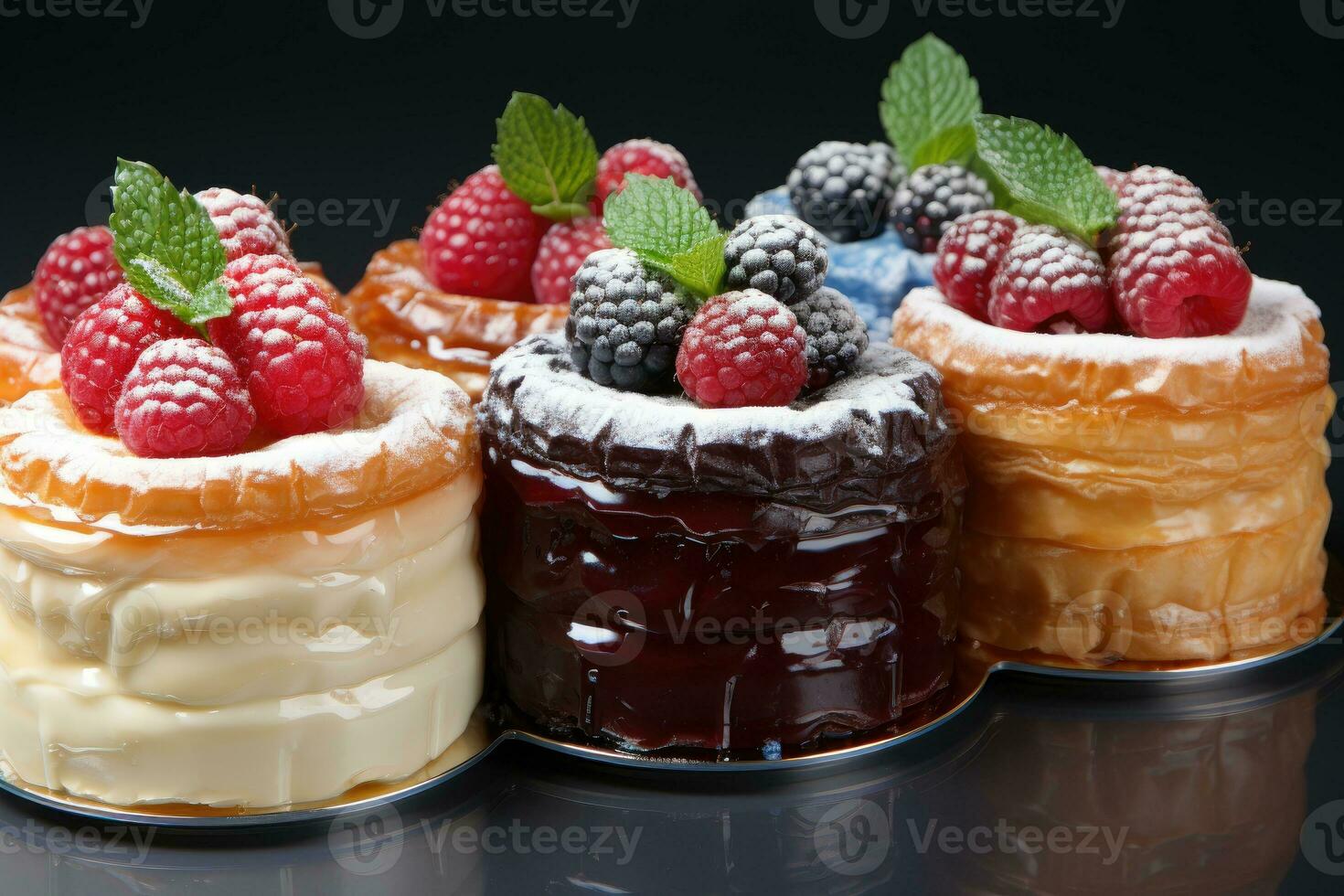 Photos de tartes dans intérieur cuisine table photo studio ai généré