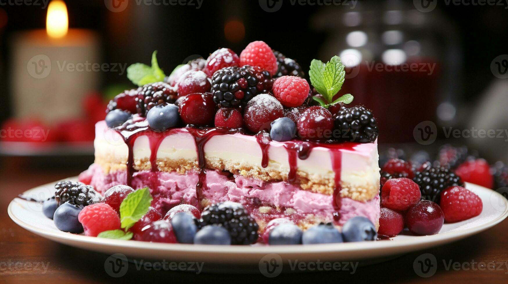 fait maison baie cheesecake avec Frais fruit et sucré crème ai génératif ai génératif photo