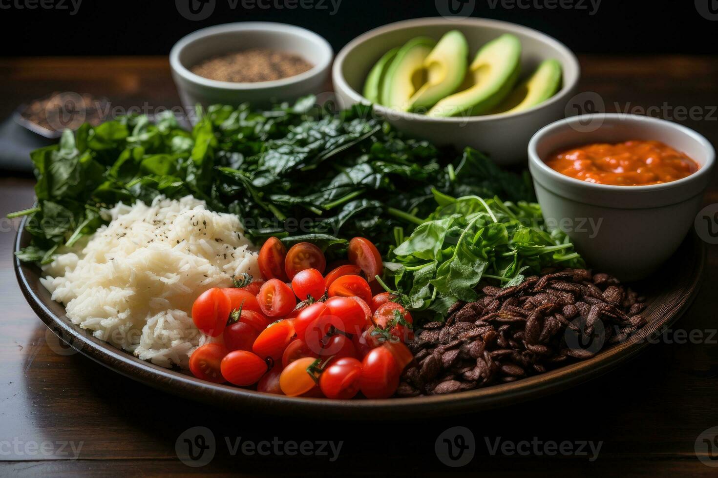 Photos de végétalien nourriture pour petit déjeuner dans intérieur photo studio ai généré