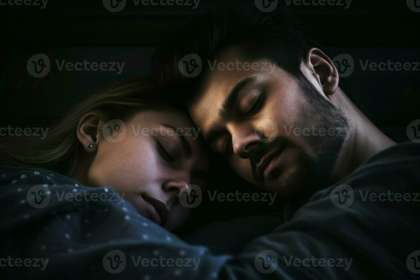 couple en train de dormir dans le nuit. produire ai photo
