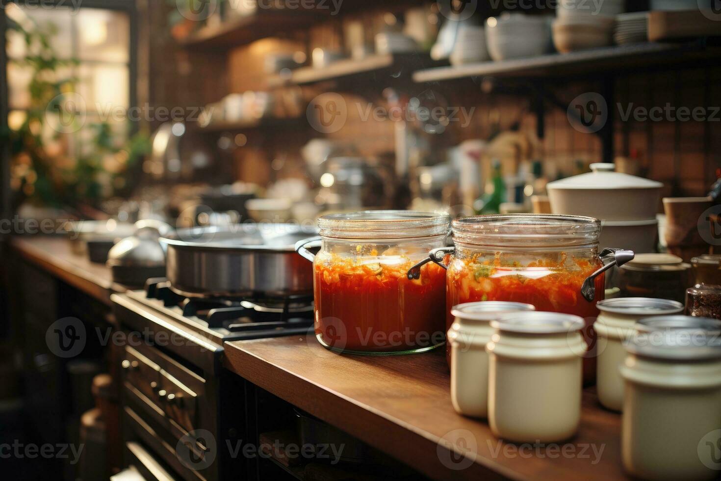 confortable après midi situation dans le cuisine ai généré photo