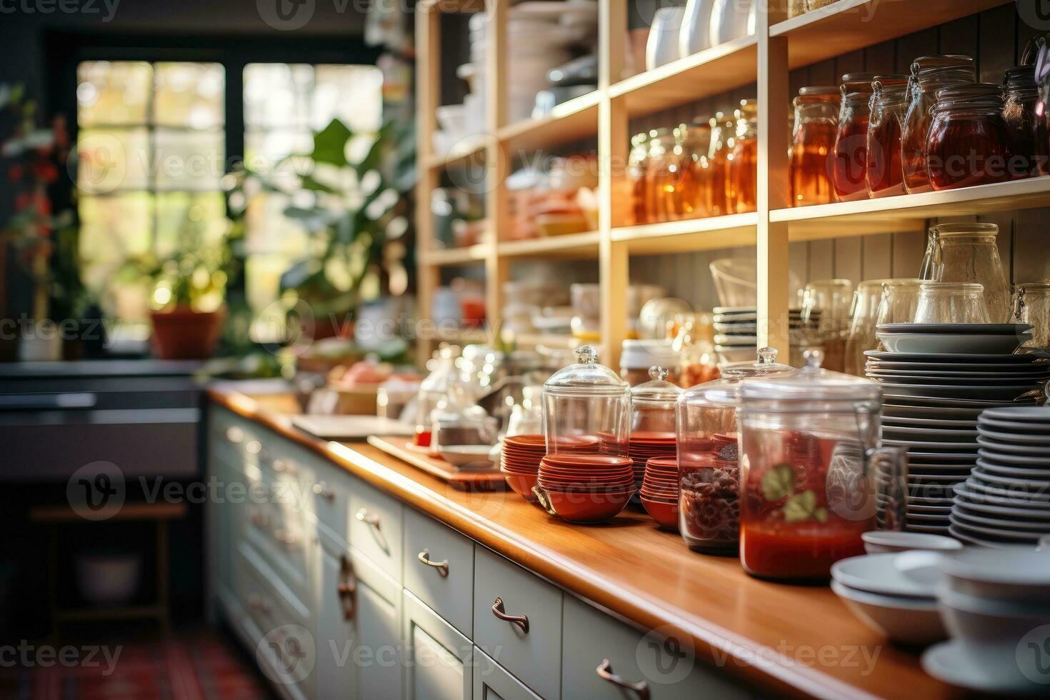 confortable après midi situation dans le cuisine ai généré photo