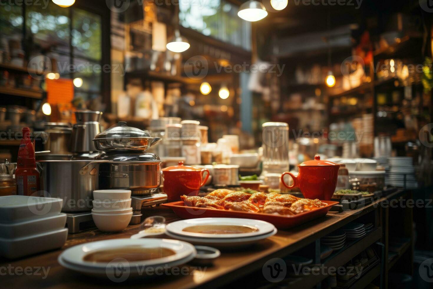 confortable après midi situation dans le cuisine ai généré photo