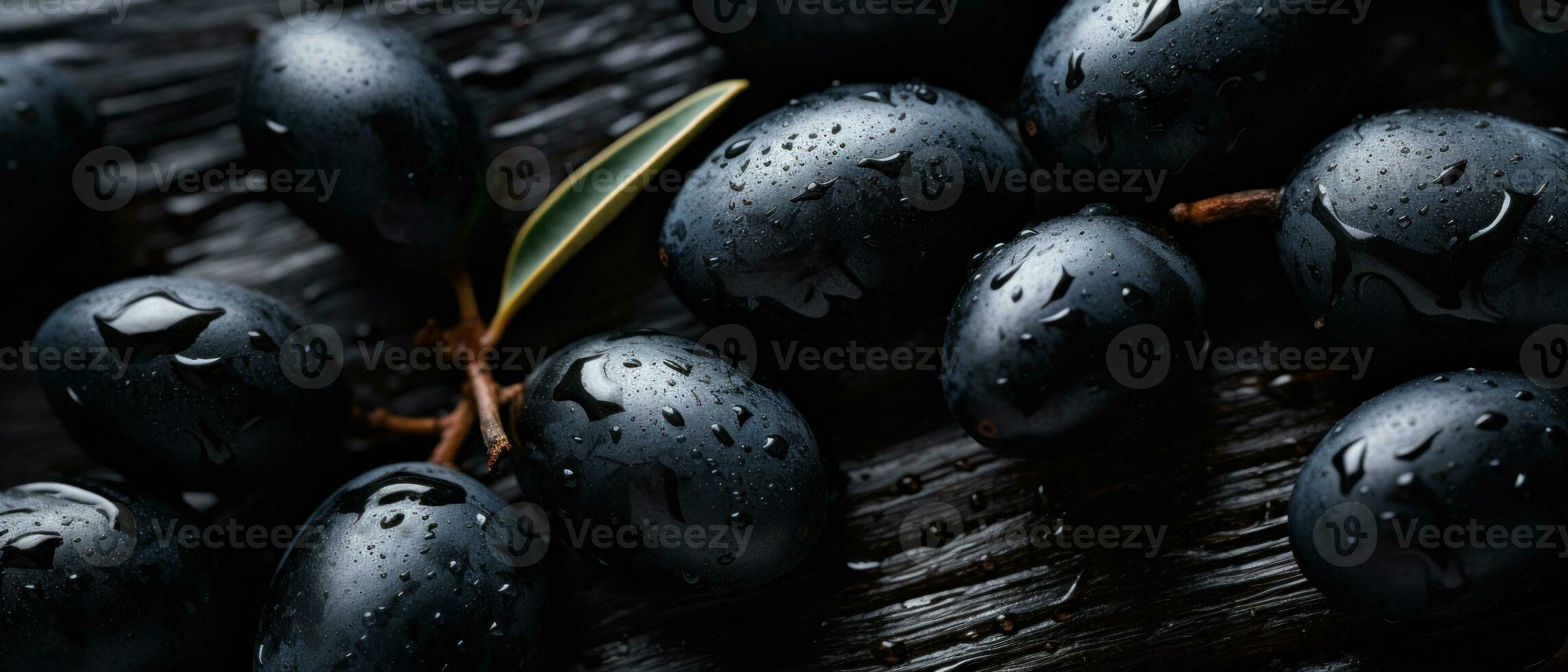 intense macro imagerie de une noir olive. ai génératif photo