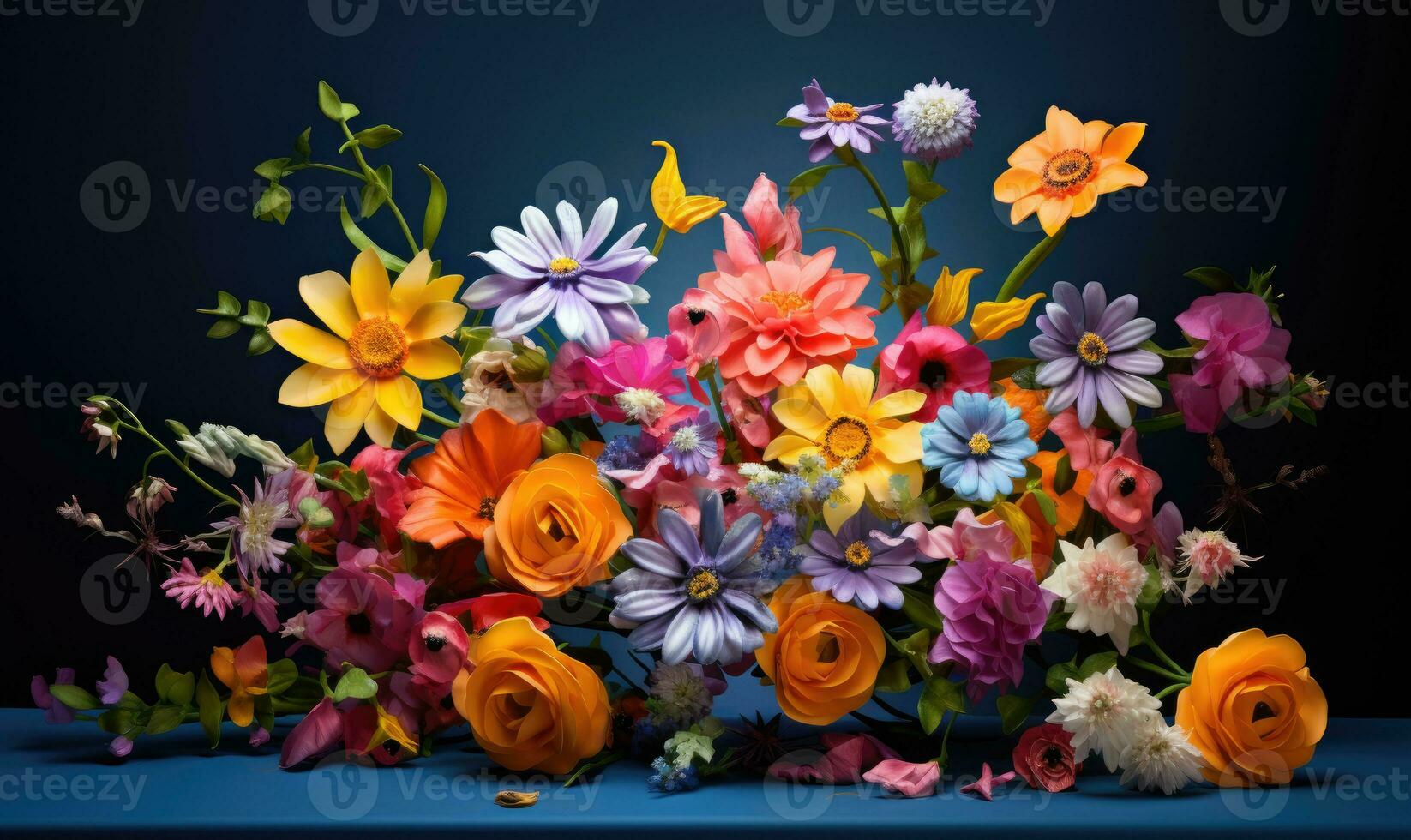 encore la vie de fleurs. vibrant bouquet de fleurs sauvages dans une vase sur une tableau. ai génératif photo