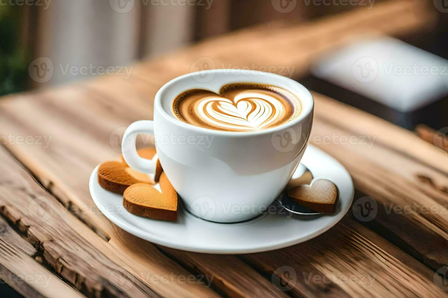 une verre de café latté est sur le tableau. ai génératif. 27908064 Photo de  stock chez Vecteezy