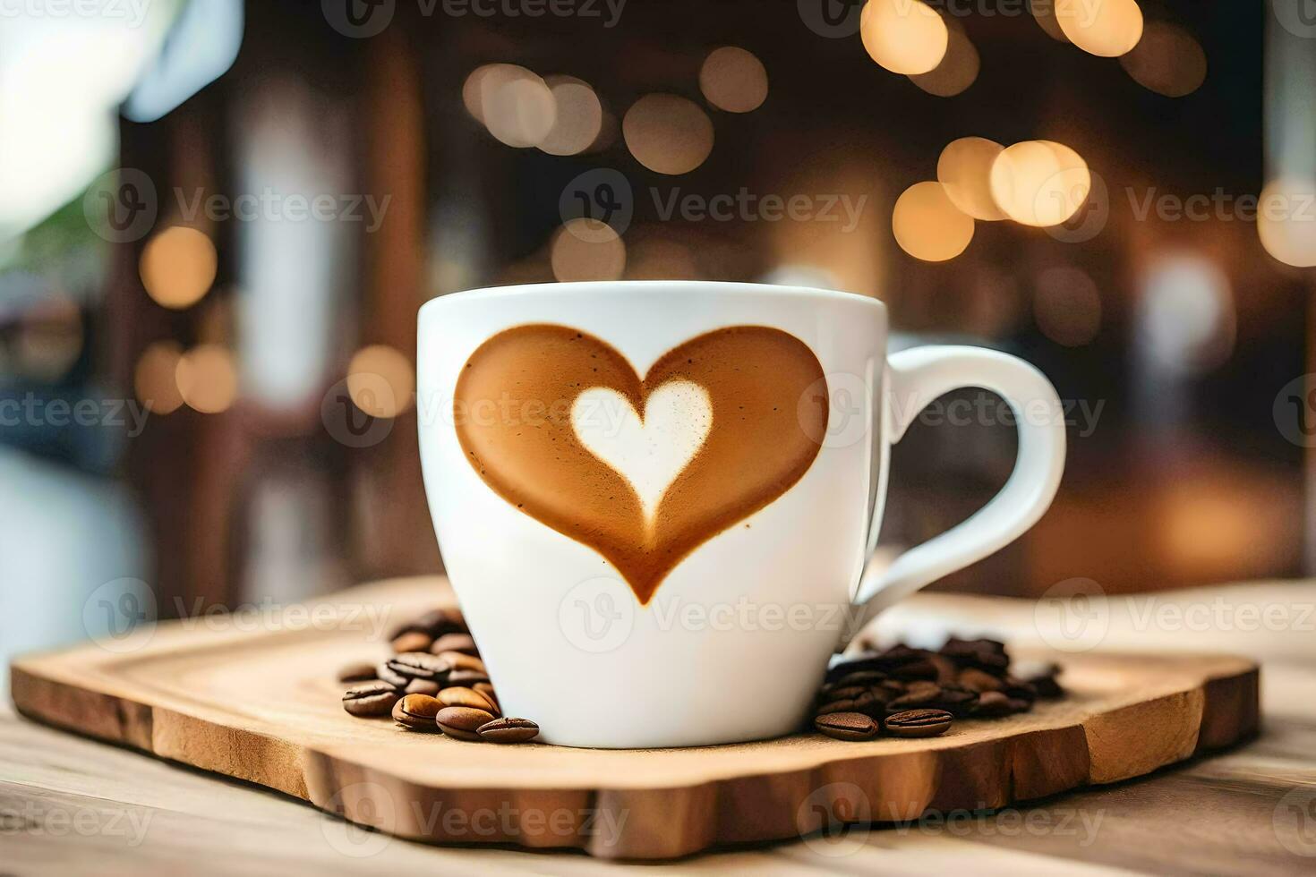 café tasse avec cœur forme dans le milieu. généré par ai photo